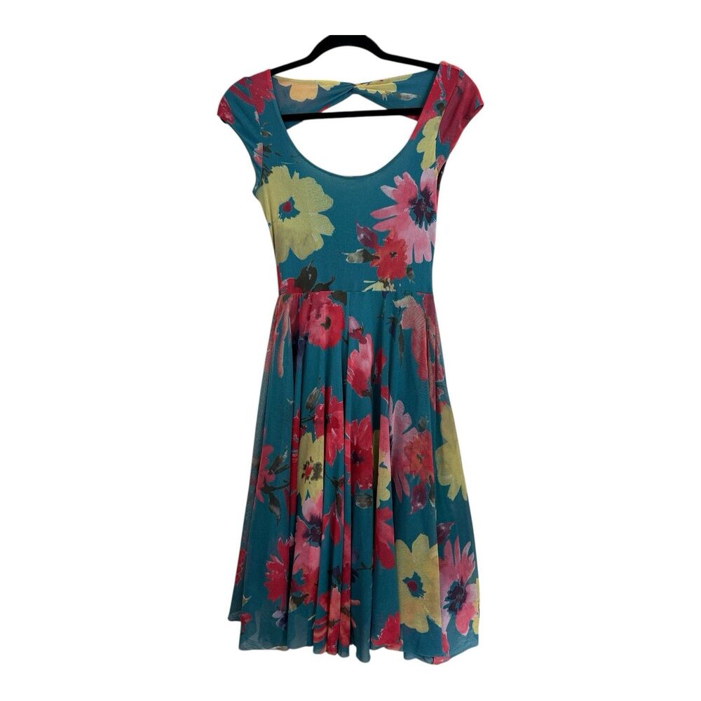 Anthropologie Weston Wear Quinby Dress XS Open Back Mesh Fit Flare Fairycore